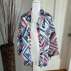 Alfred Dunner Colorful Geometric Button-Up Shirt